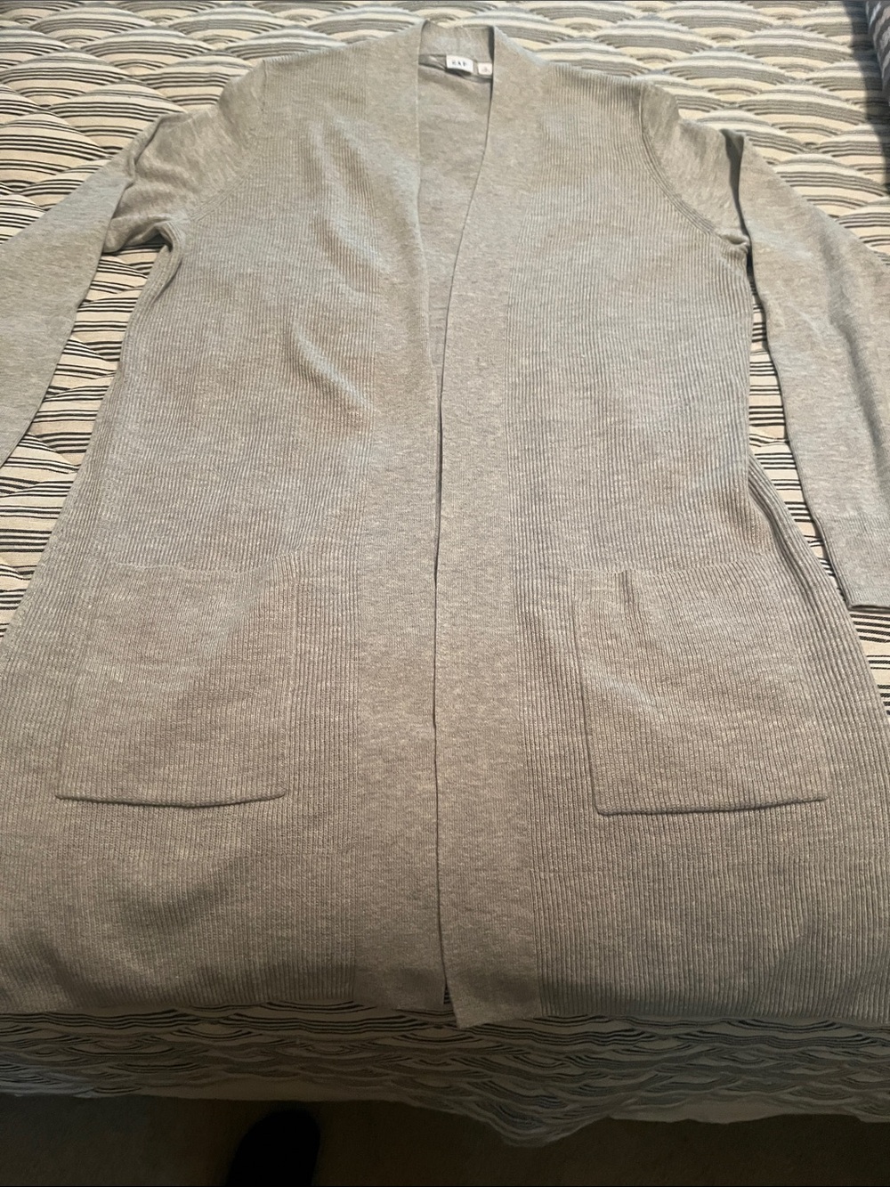 GAP Light Gray Ribbed Open Front Cardigan